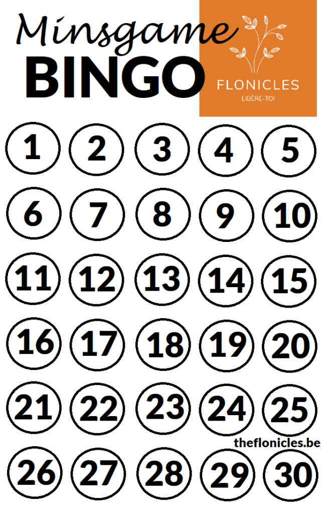 grille de bingo pour jouer au minsgame