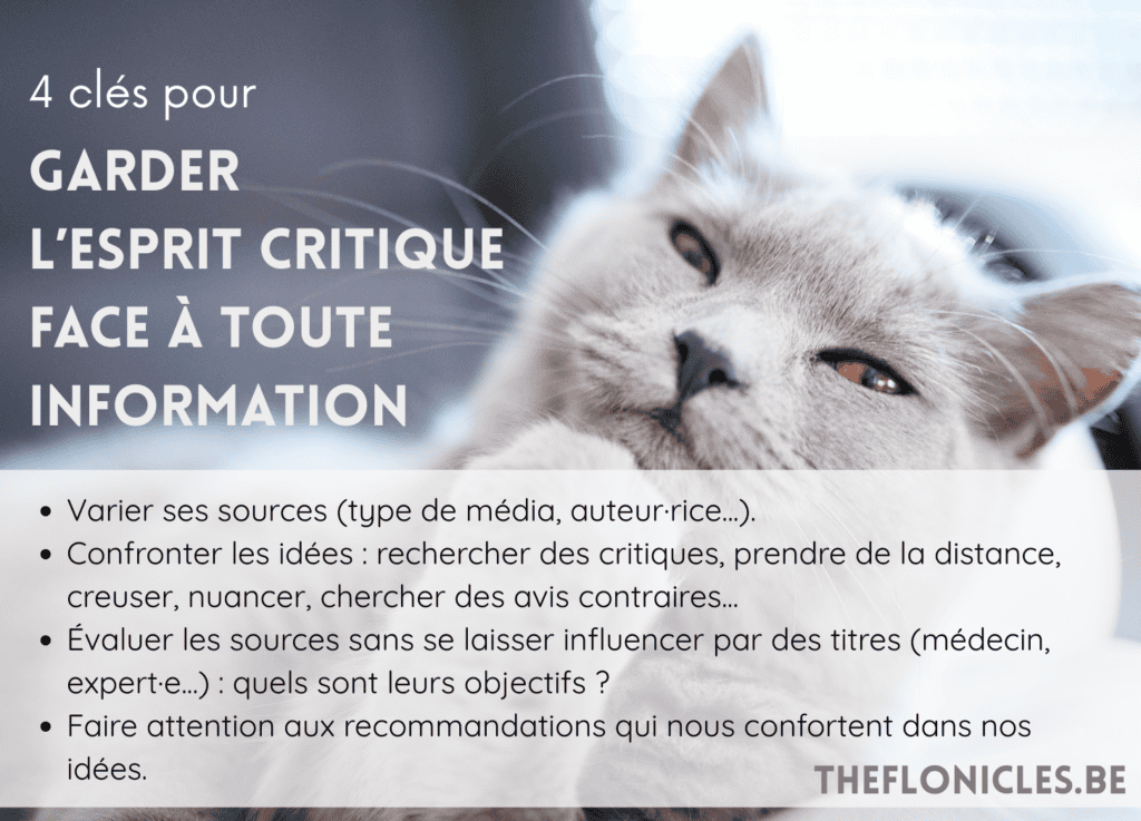 Mise en avant des 4 idées clés pour garder l'esprit critique face à l'information, détaillée ci-dessous.